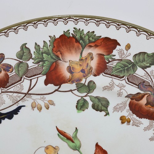 1879 Wedgwood Horticultural 10-7/8" Plate Polychrome Hand-Ptd Brown Transferware - Picture 5 of 15
