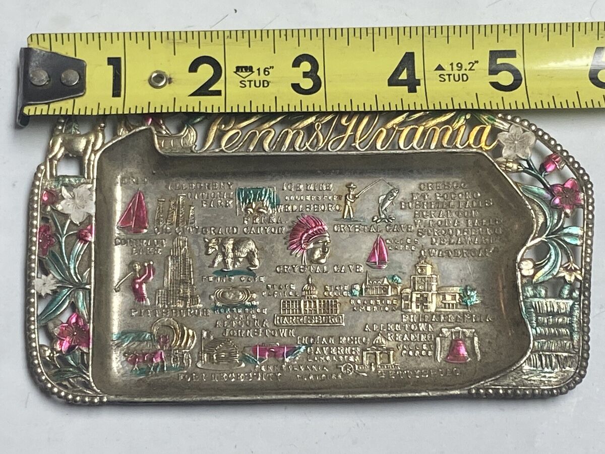 Vintage 1960s Pennsylvania Metal Souvenir Tray Ashtray RARE Vintage 1960s Pennsylvania Metal Souvenir Tray Ashtray RARE