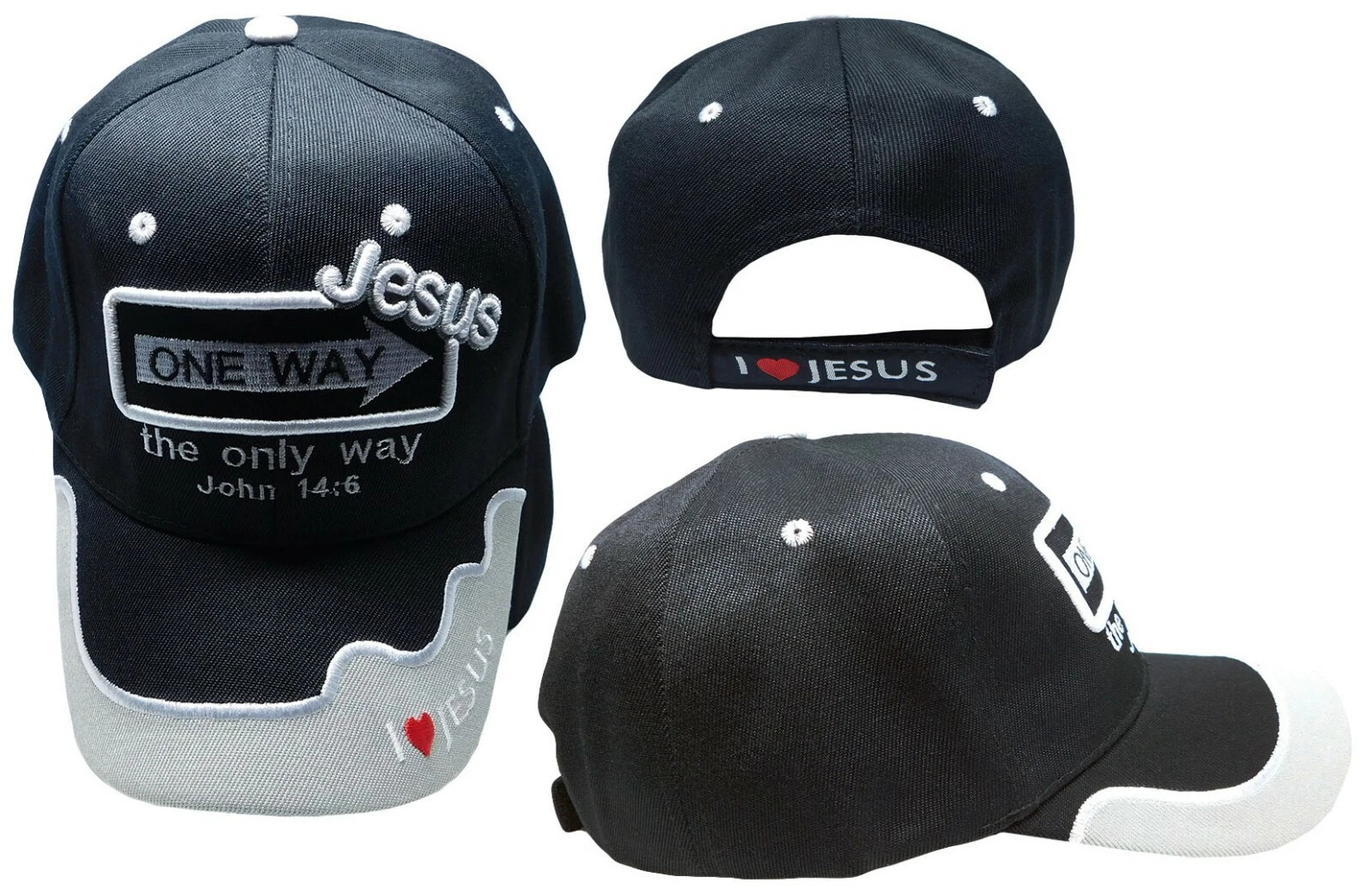 3 Pack Black ONE WAY JESUS (Says It all) John 14:6 Christian Hat Baseball Cap
Opens in a new window