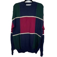 Vintage 3D Knit Sweater Izod Club Men  s XL Golf Colorful Grandpa Longer Length
