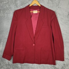Vtg Pendleton Womens Wool Blazer Size 18 Tall Red Single Button Made In USA