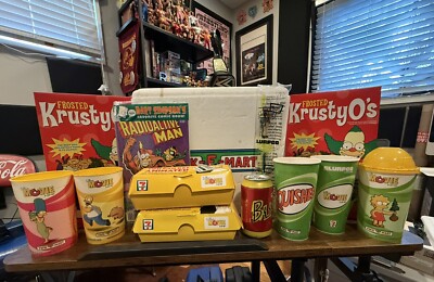 Simpsons Movie Kwik E Mart 7-11 Buzz Cooler Straw Comic Cups Big