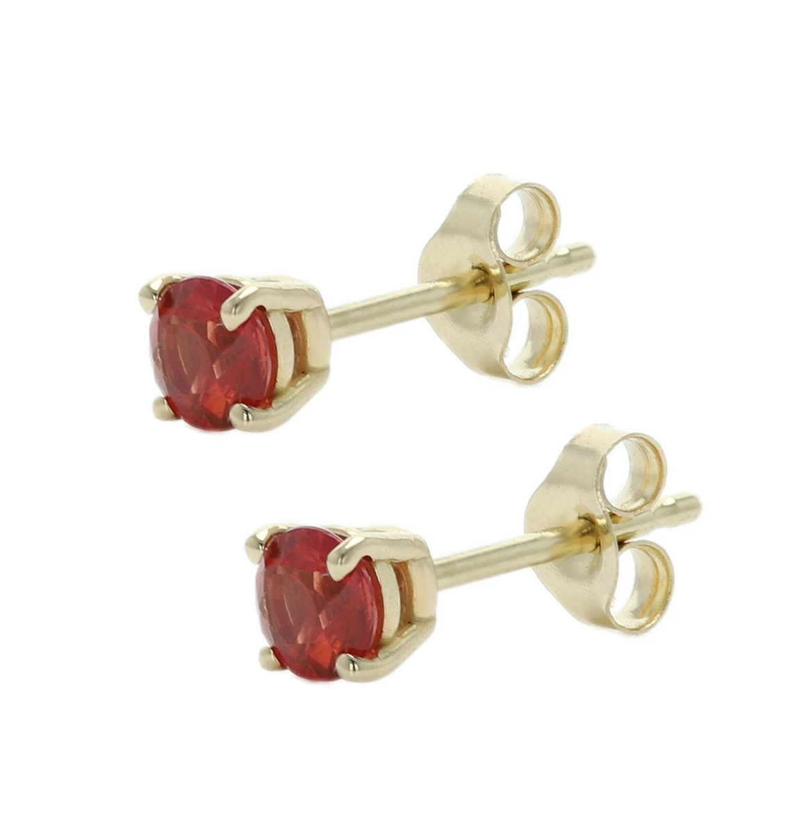 Red Sapphire Stud Earrings PAIR Solid 14k Yellow Gold Natural red