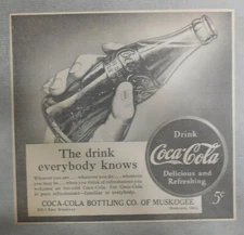Coca-Cola ad: Fantastic  Artwork! from 1940's 7 x 7 inches Drink Everyone Knows!