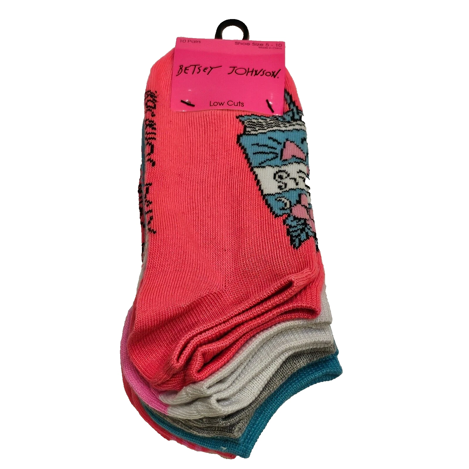 Betsey Johnson Low Cut Ankle Socks 10 Pack Love Spell Women's Size 5-10