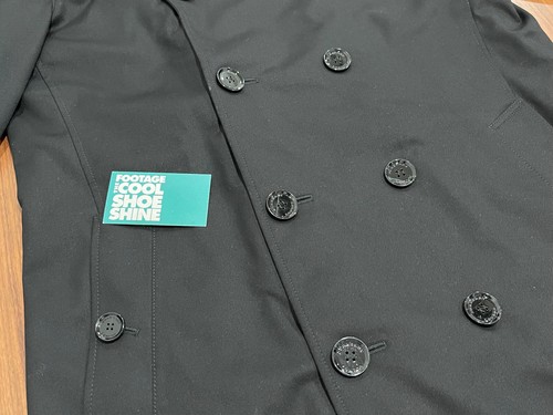 MEN'S BURBERRY TRENCH COAT PEACOAT JACKET BLACK CHECK LINING WHITE GREY BELT 54 - Picture 3 of 18