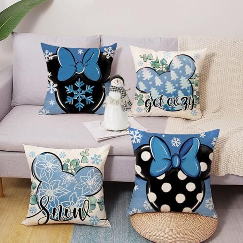 Winter Deko Überwurf Kissenbezüge 18 x 18 Set 18" x 18" (4er Pack) Blau - Bild 6 von 7