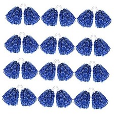 24 Pcs Metallic Cheerleading Pom Poms for Kids, Cheerleaders Cheer Pom Blue