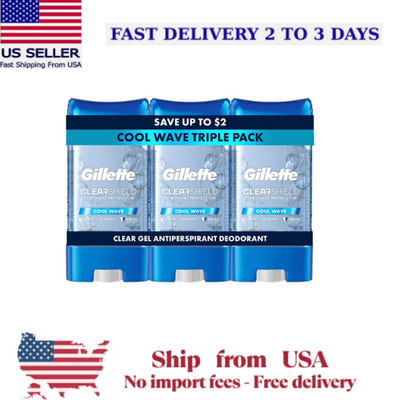 Gillette Clear Shield Cool Wave Gel 72hr Antiperspirant Deodorant , 3.8oz 3 PACK