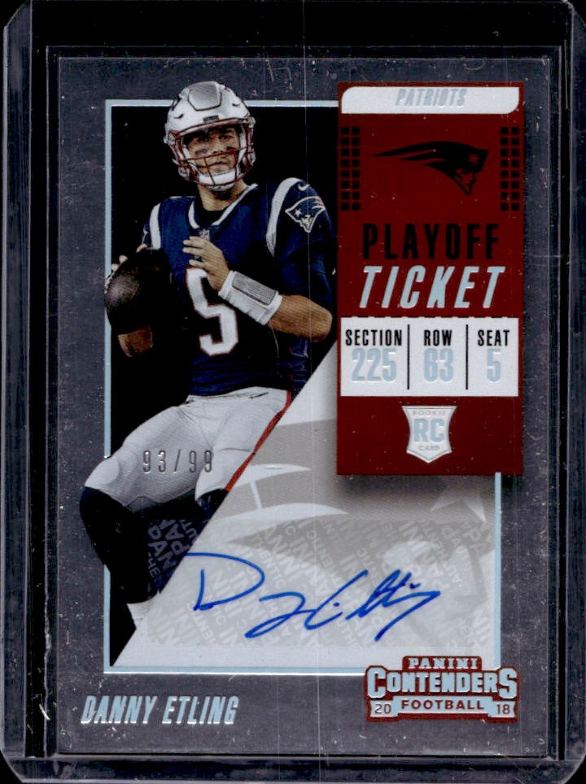 Danny Etling Panini Contenders #206 Autograph-Playoff Ticket
