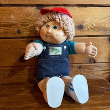Vintage 1982 Cabbage Patch Kid Hat, Blue Tee & Overalls