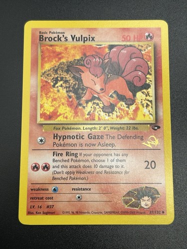 BROCK'S VULPIX W Stamp Pokemon Karte - WOTC Promo - Gym Challenge - 37/132 NM (E) - Bild 3 von 6