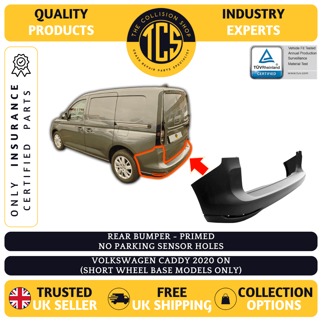 VW CADDY 2020> REAR BUMPER PRIMED SWB MODELS ONLY NO PARKING INSURANCE CERTIFIED