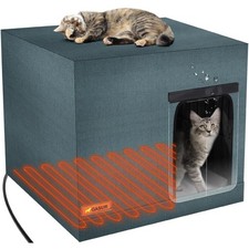 Large Heated Cat House for Outside Winter, 100 Waterproof Outdoor Cat House ...
