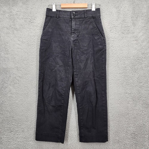 Everlane The Way High Drape Pant Black Organic Cotton Size 2 Women's - Afbeelding 1 van 13