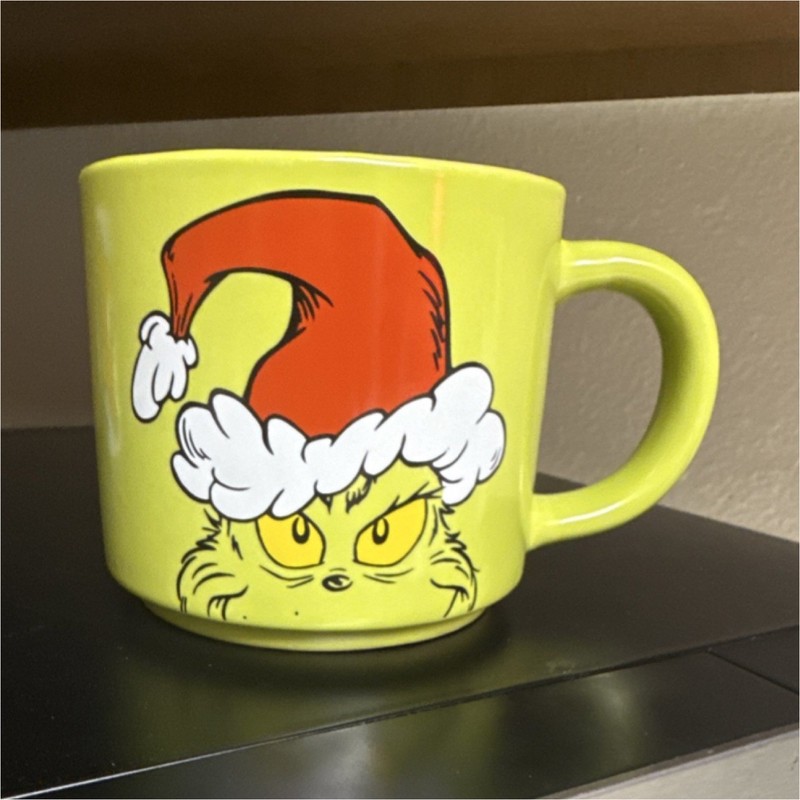 Dr. Seuss Grinch Painted Ceramic Christmas Hot Cocoa Mug - 12oz