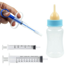 Pet Feeding Kit with Silicone Nipples and Syringes for Kittens, Puppies, Small A