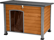 Dog House,Anti-Chewing Iron Frame Dog Kennel,Wood Warm Pet Home 33.5LX22WX25.2"H