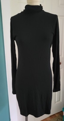 Urban Coco Black Bodycon Dress Small Long Sleeves Turtle Neck Stretch