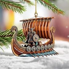 Personalized Viking Ship Christmas Ornament, Custom Viking Gift for History Love