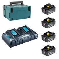 Makita Power Source Kit Li 18V 4X6,0 Ah Akkus Inkl. Doppellader DC18RD Im Makpac