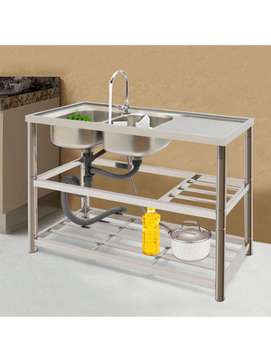 #ad XIANXUS Free Standing Stainless Steel Double Bowl Commercial Restaurant Kitchen $200.00