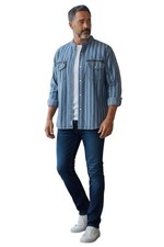 Guess Georges Marciano Vintage Blue Striped 100 Cotton Pearl Snap Top Shirt S