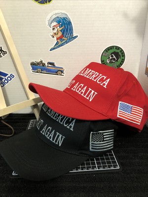 Trump Make America Great Again 2 Pack Baseball Hats Trump Red And Elon Black