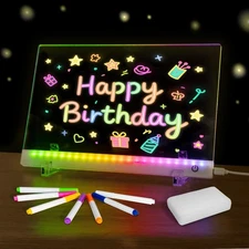 Led Drawing Board with Colors, Acrylic Dry Erase Stand, 4 S, White