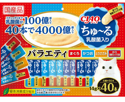 INABA CIAO Churu Liquid Katzenleckerli 14g×40 Enthält Milchsäurebakterien Sorte