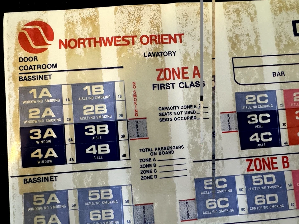 Vintage Northwest Orient Airlines DC-10 Pull Tab Seat Assignment Chart - Image 4 of 4