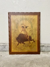 Buffalo Brewing Company Wood Sign Litho 1977 Woman Lady Sacramento Beer 30x22.5”