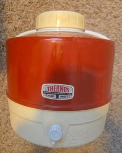 Vintage Thermos Brand Picnic Jug Deluxe Model Red/White Water Jug