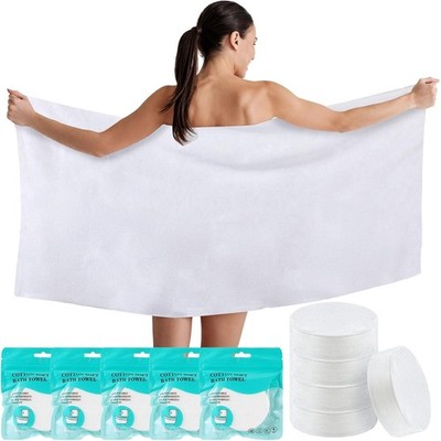 5 Pack Large Compressed Towel Bath for Travel 55''x 27.5''Soft Bath Disposable