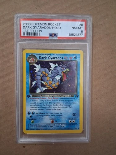 2000 Pokemon Rocket Dark Gyarados Holo foil 1st edition #8/82 NM-MT PSA 8
