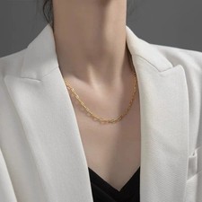 14K Gilding Gold 2.2mm Paperclip Link Chain Necklace, 18'' 20''22''