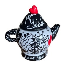 Vintage With Love Artist Joanne Delomba Lotus Handpainted Ceramic Pop Art Teapot