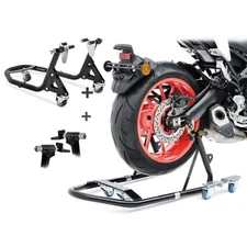 Motorcycle Paddock Stand Set  Dolly Mover Rear and Front Constands VMB black