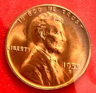 1955-S Lincoln Wheat Cent Penny GEM RD BU From an Original Bank Roll
