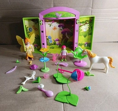 Playmobil Fairy Garden Play Box Portable Play Set 5661 Fairies Unicorn  Figures 