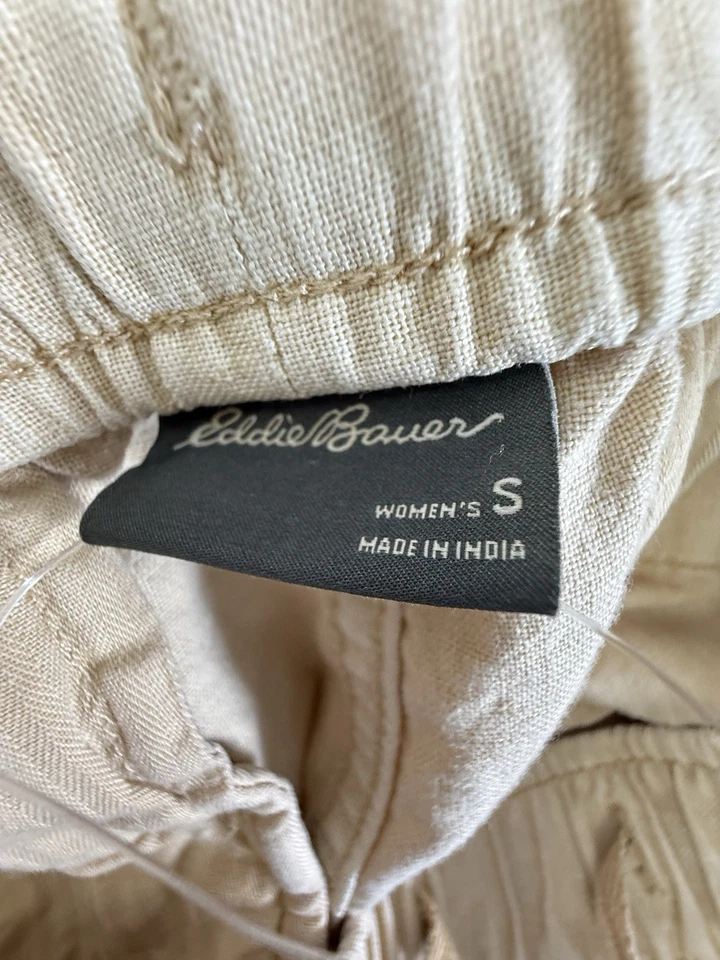 Pantalones Cortos Eddie Bauer Pequeños Mujer Algodón Cáñamo Pull On Crudo Beige 5” Foto 2 de 4