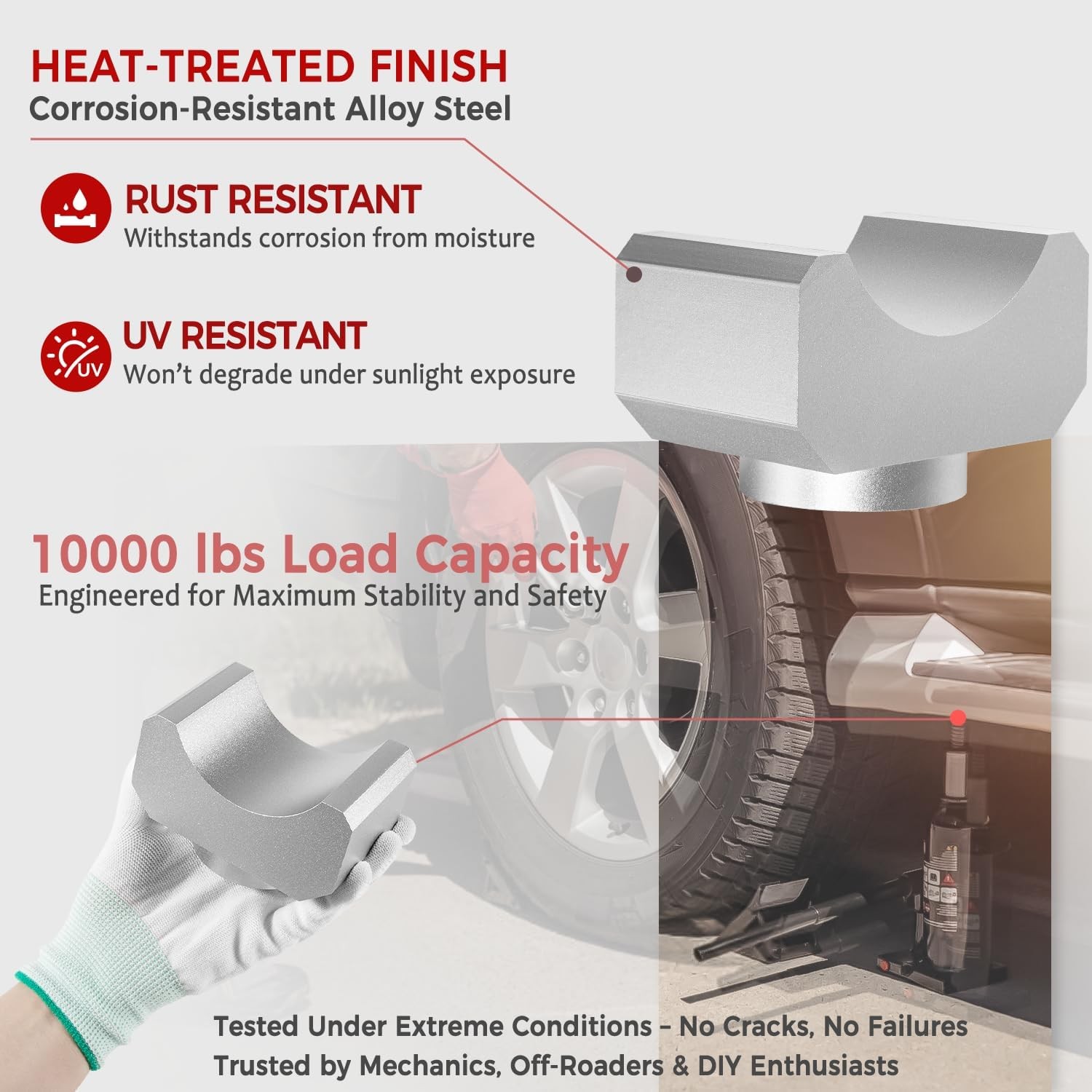 Bottle Jack / Floor Jack Axle Adapter Lifting Saddle Universal - Billet Aluminum