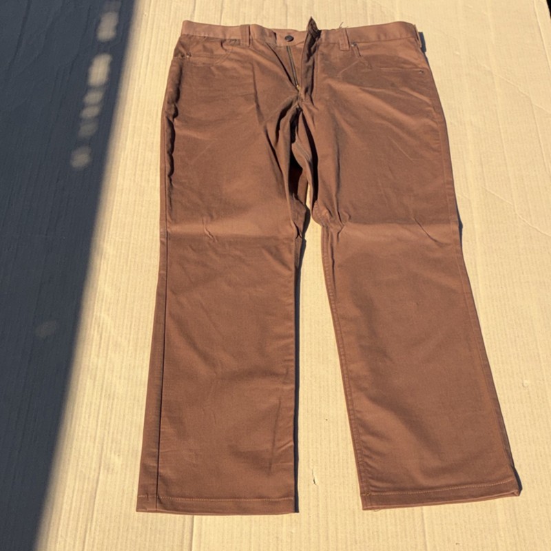 Tom James Men's Brown Stretch Twill Dress Pants Flat Front Straight 38W