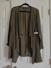 Vera Wang Khaki Olive Cardigan Jacket w/ Adjustable Waist: Size XS *NWT