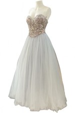 Terani Couture Dusty Aqua Strapless Sequin Tulle Wedding Princess Size 6-8