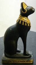 Vintage Egyptian Goddess Bastet Figure w/ Hieroglyphics 5"x2.75"x1.68" Excellent