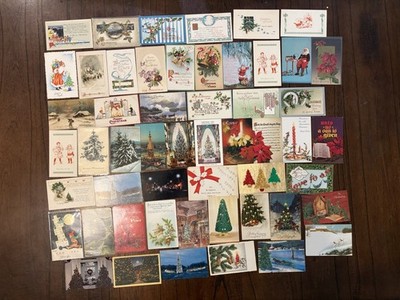 Mixed Lot of 53 Antique Christmas Blessing Postcards All Different