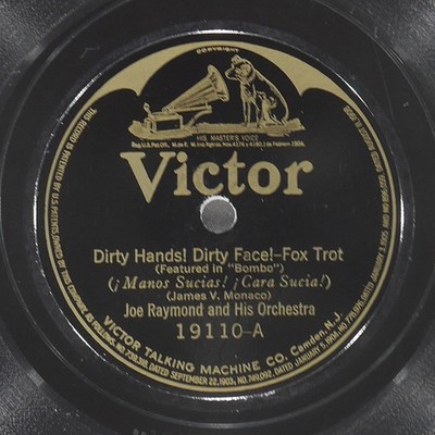 JOE RAYMOND Dirty Hands Face / My Sweetie Went Away VICTOR 19110 VG 78 1923 10''