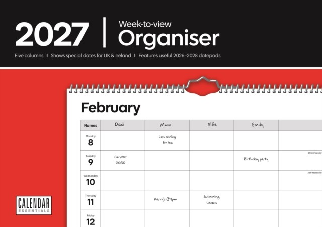 Carousel Worldwide 2027 Essential A4 Wall Planner, Week to View - Image 3