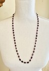 Vintage 14K Gold Garnet Biwa Pearl Necklace 28" Faceted Gemstone Bead Filigree — photo 2